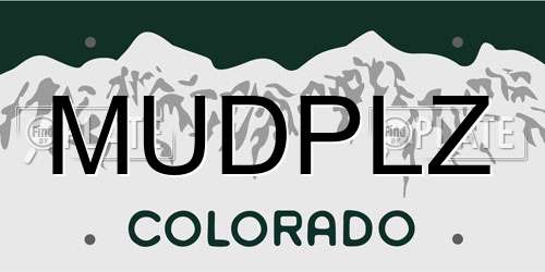 MUDPLZ Colorado License Plate