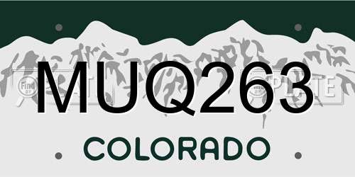 MUQ263 Colorado License Plate