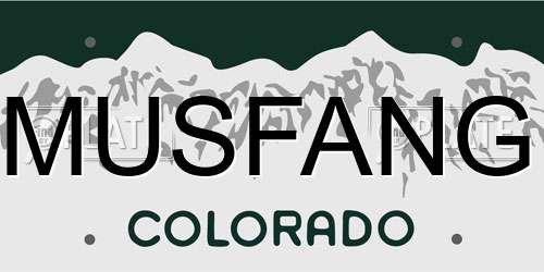 MUSFANG Colorado License Plate