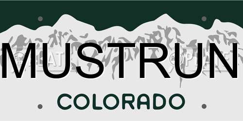 MUSTRUN Colorado License Plate