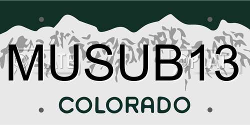 MUSUB13 Colorado License Plate