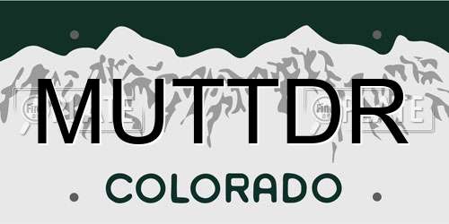 MUTTDR Colorado License Plate