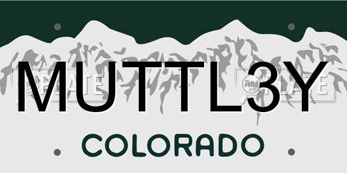MUTTL3Y Colorado License Plate