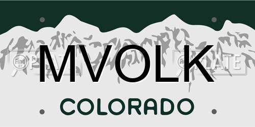 MVOLK Colorado License Plate