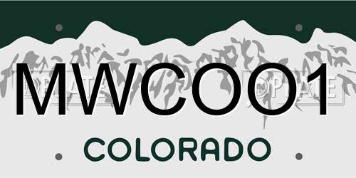 MWCOO1 Colorado License Plate