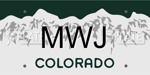 MWJ Colorado License Plate