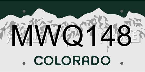 MWQ148 Colorado License Plate