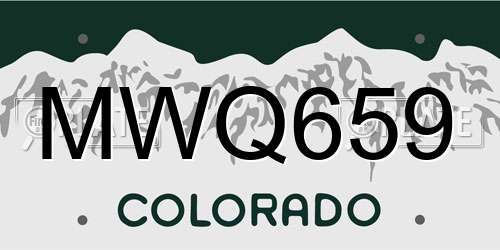 MWQ659 Colorado License Plate