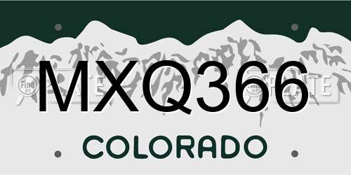 MXQ366 Colorado License Plate