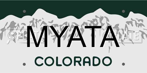 MYATA Colorado License Plate