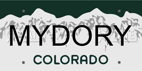 MYDORY Colorado License Plate