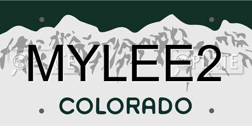 MYLEE2 Colorado License Plate
