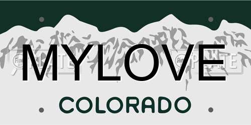 MYLOVE Colorado License Plate