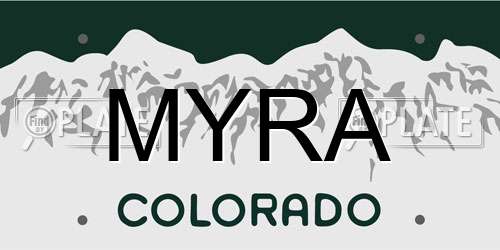 MYRA Colorado License Plate