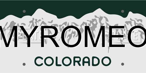 MYROMEO Colorado License Plate