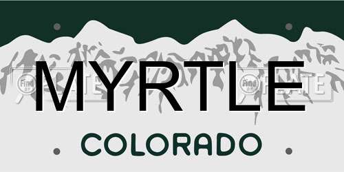 MYRTLE Colorado License Plate