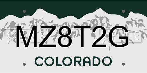 MZ8T2G Colorado License Plate