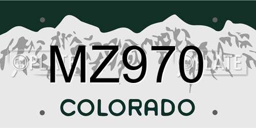 MZ970 Colorado License Plate