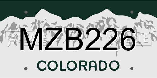 MZB226 Colorado License Plate
