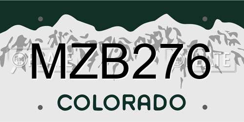 MZB276 Colorado License Plate