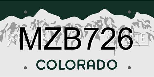 MZB726 Colorado License Plate