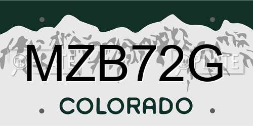 MZB72G Colorado License Plate