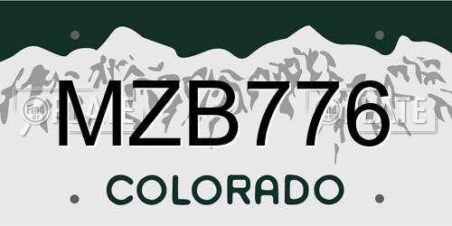 MZB776 Colorado License Plate