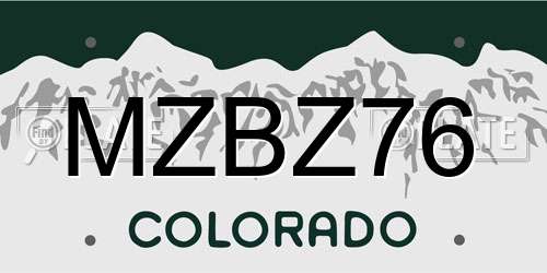 MZBZ76 Colorado License Plate