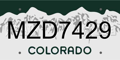 MZD7429 Colorado License Plate