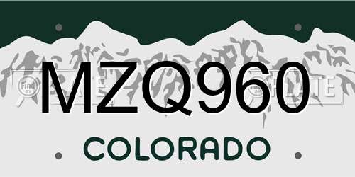MZQ960 Colorado License Plate