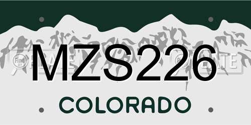 MZS226 Colorado License Plate