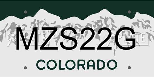 MZS22G Colorado License Plate