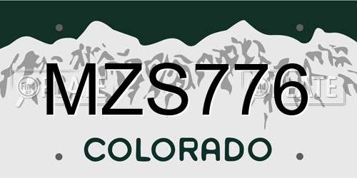 MZS776 Colorado License Plate