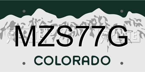 MZS77G Colorado License Plate
