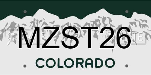 MZST26 Colorado License Plate