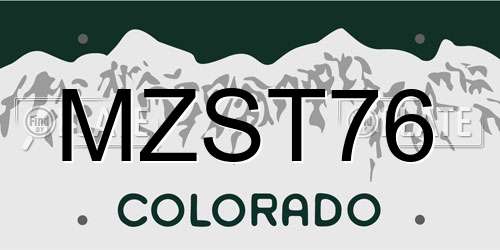 MZST76 Colorado License Plate