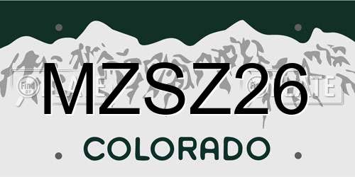 MZSZ26 Colorado License Plate