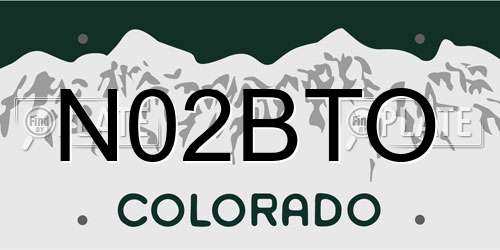 N02BTO Colorado License Plate