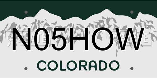 N05HOW Colorado License Plate