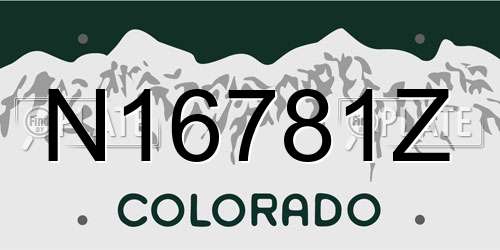 N16781Z Colorado License Plate