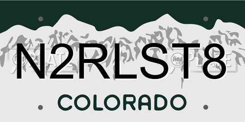 N2RLST8 Colorado License Plate
