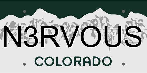 N3RVOUS Colorado License Plate
