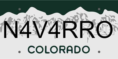 N4V4RRO Colorado License Plate