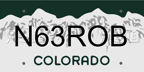 N63ROB Colorado License Plate