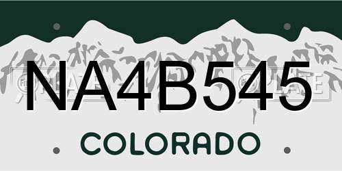 NA4B545 Colorado License Plate