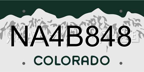 NA4B848 Colorado License Plate