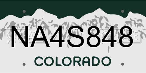 NA4S848 Colorado License Plate