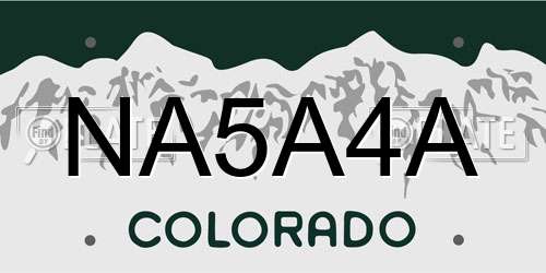 NA5A4A Colorado License Plate
