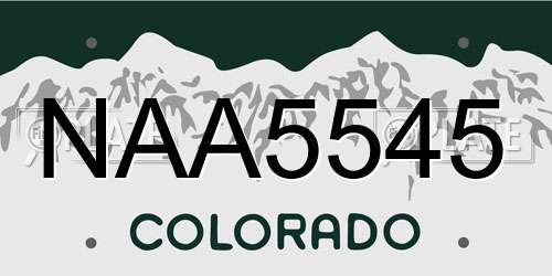 NAA5545 Colorado License Plate