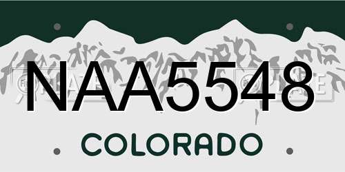 NAA5548 Colorado License Plate